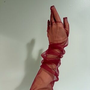 Elegant Red Vine (Burgundy) Sheer Gloves